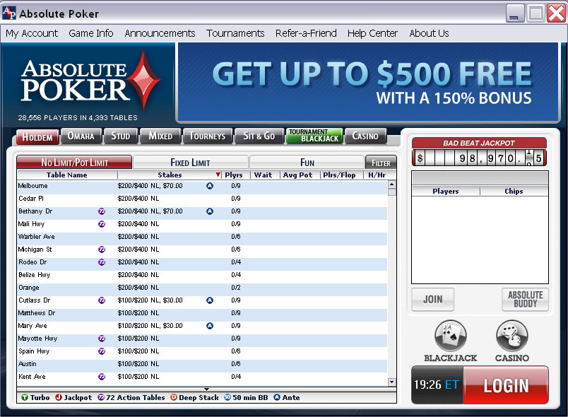 Absolute Poker screenshot 2