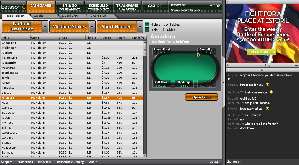 Betsson Poker screenshot 2
