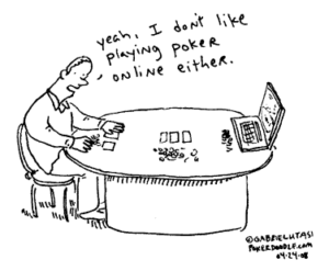 Online poker i tradicionalan poker - karikatura Online poker i tradicionalan poker - karikatur